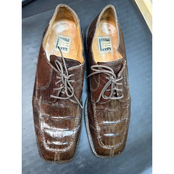 David Eden Mens Genuine Crocodile Dress Shoes Size 10 Brown main image 7